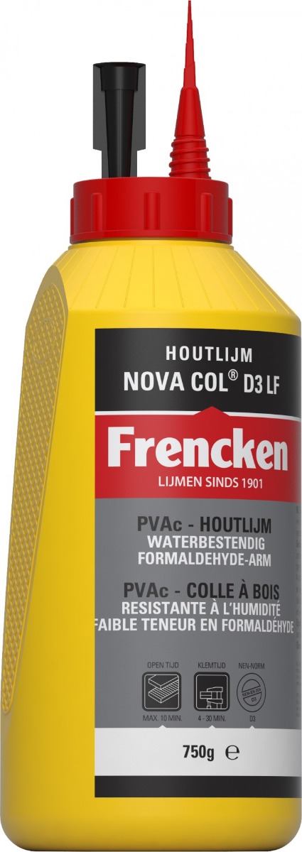 Frencken witte houtlijm Nova Col D3 750ML-8712575711145